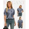 image:imageGRACE KARIN 2026 Women Satin Tops Short Sleeve Blouse Mock Neck Work Silk Shirts Business Casual OutfitsLight Gray