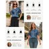image:imageGRACE KARIN 2026 Women Satin Tops Short Sleeve Blouse Mock Neck Work Silk Shirts Business Casual OutfitsLight Gray Blue