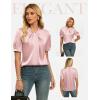 image:imageGRACE KARIN 2026 Women Satin Tops Short Sleeve Blouse Mock Neck Work Silk Shirts Business Casual OutfitsLight Pink