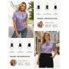 image:imageGRACE KARIN 2026 Women Satin Tops Short Sleeve Blouse Mock Neck Work Silk Shirts Business Casual OutfitsLilac Purple