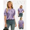 image:imageGRACE KARIN 2026 Women Satin Tops Short Sleeve Blouse Mock Neck Work Silk Shirts Business Casual OutfitsLilac Purple