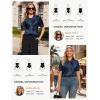 image:imageGRACE KARIN 2026 Women Satin Tops Short Sleeve Blouse Mock Neck Work Silk Shirts Business Casual OutfitsNavy Blue