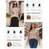 image:imageGRACE KARIN 2026 Women Satin Tops Short Sleeve Blouse Mock Neck Work Silk Shirts Business Casual OutfitsOatmeal Color