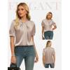 image:imageGRACE KARIN 2026 Women Satin Tops Short Sleeve Blouse Mock Neck Work Silk Shirts Business Casual OutfitsOatmeal Color