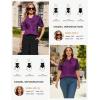 image:imageGRACE KARIN 2026 Women Satin Tops Short Sleeve Blouse Mock Neck Work Silk Shirts Business Casual OutfitsPurple