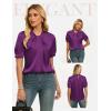 image:imageGRACE KARIN 2026 Women Satin Tops Short Sleeve Blouse Mock Neck Work Silk Shirts Business Casual OutfitsPurple