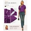 image:imageGRACE KARIN 2026 Women Satin Tops Short Sleeve Blouse Mock Neck Work Silk Shirts Business Casual OutfitsPurple