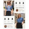 image:imageGRACE KARIN 2026 Women Satin Tops Short Sleeve Blouse Mock Neck Work Silk Shirts Business Casual OutfitsSlate Blue