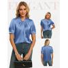image:imageGRACE KARIN 2026 Women Satin Tops Short Sleeve Blouse Mock Neck Work Silk Shirts Business Casual OutfitsSlate Blue