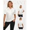 image:imageGRACE KARIN 2026 Women Satin Tops Short Sleeve Blouse Mock Neck Work Silk Shirts Business Casual OutfitsWhite