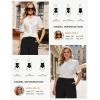 image:imageGRACE KARIN 2026 Women Satin Tops Short Sleeve Blouse Mock Neck Work Silk Shirts Business Casual OutfitsWhite