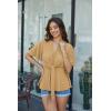 image:imageGRACE KARIN 2026 Womens Elegant V Neck Peplum Tops Tie Front Short Bell Sleeve Shirts Tops BlouseApricot