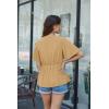 image:imageGRACE KARIN 2026 Womens Elegant V Neck Peplum Tops Tie Front Short Bell Sleeve Shirts Tops BlouseApricot