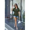 image:imageGRACE KARIN 2026 Womens Elegant V Neck Peplum Tops Tie Front Short Bell Sleeve Shirts Tops BlouseArmy Green