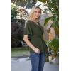 image:imageGRACE KARIN 2026 Womens Elegant V Neck Peplum Tops Tie Front Short Bell Sleeve Shirts Tops BlouseArmy Green