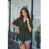 image:imageGRACE KARIN 2026 Womens Elegant V Neck Peplum Tops Tie Front Short Bell Sleeve Shirts Tops BlouseArmy Green