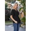 image:imageGRACE KARIN 2026 Womens Elegant V Neck Peplum Tops Tie Front Short Bell Sleeve Shirts Tops BlouseBlack