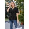 image:imageGRACE KARIN 2026 Womens Elegant V Neck Peplum Tops Tie Front Short Bell Sleeve Shirts Tops BlouseBlack