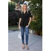image:imageGRACE KARIN 2026 Womens Elegant V Neck Peplum Tops Tie Front Short Bell Sleeve Shirts Tops BlouseBlack