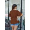 image:imageGRACE KARIN 2026 Womens Elegant V Neck Peplum Tops Tie Front Short Bell Sleeve Shirts Tops BlouseBrown