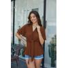 image:imageGRACE KARIN 2026 Womens Elegant V Neck Peplum Tops Tie Front Short Bell Sleeve Shirts Tops BlouseBrown