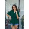 image:imageGRACE KARIN 2026 Womens Elegant V Neck Peplum Tops Tie Front Short Bell Sleeve Shirts Tops BlouseDark Green