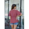 image:imageGRACE KARIN 2026 Womens Elegant V Neck Peplum Tops Tie Front Short Bell Sleeve Shirts Tops BlouseDark Pink