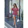 image:imageGRACE KARIN 2026 Womens Elegant V Neck Peplum Tops Tie Front Short Bell Sleeve Shirts Tops BlouseDark Pink