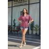 image:imageGRACE KARIN 2026 Womens Elegant V Neck Peplum Tops Tie Front Short Bell Sleeve Shirts Tops BlouseDark Pink