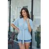 image:imageGRACE KARIN 2026 Womens Elegant V Neck Peplum Tops Tie Front Short Bell Sleeve Shirts Tops BlouseLight Blue