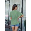 image:imageGRACE KARIN 2026 Womens Elegant V Neck Peplum Tops Tie Front Short Bell Sleeve Shirts Tops BlouseLight Green
