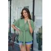 image:imageGRACE KARIN 2026 Womens Elegant V Neck Peplum Tops Tie Front Short Bell Sleeve Shirts Tops BlouseLight Green