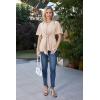 image:imageGRACE KARIN 2026 Womens Elegant V Neck Peplum Tops Tie Front Short Bell Sleeve Shirts Tops BlouseLight Khaki