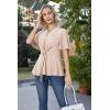 image:imageGRACE KARIN 2026 Womens Elegant V Neck Peplum Tops Tie Front Short Bell Sleeve Shirts Tops BlouseLight Khaki