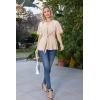 image:imageGRACE KARIN 2026 Womens Elegant V Neck Peplum Tops Tie Front Short Bell Sleeve Shirts Tops BlouseLight Khaki