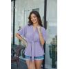 image:imageGRACE KARIN 2026 Womens Elegant V Neck Peplum Tops Tie Front Short Bell Sleeve Shirts Tops BlouseLilac