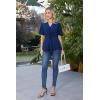 image:imageGRACE KARIN 2026 Womens Elegant V Neck Peplum Tops Tie Front Short Bell Sleeve Shirts Tops BlouseNavy Blue
