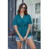 image:imageGRACE KARIN 2026 Womens Elegant V Neck Peplum Tops Tie Front Short Bell Sleeve Shirts Tops BlousePeacock Blue