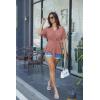 image:imageGRACE KARIN 2026 Womens Elegant V Neck Peplum Tops Tie Front Short Bell Sleeve Shirts Tops BlousePink