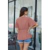 image:imageGRACE KARIN 2026 Womens Elegant V Neck Peplum Tops Tie Front Short Bell Sleeve Shirts Tops BlousePink