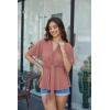 image:imageGRACE KARIN 2026 Womens Elegant V Neck Peplum Tops Tie Front Short Bell Sleeve Shirts Tops BlousePink