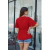image:imageGRACE KARIN 2026 Womens Elegant V Neck Peplum Tops Tie Front Short Bell Sleeve Shirts Tops BlouseRed