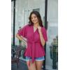 image:imageGRACE KARIN 2026 Womens Elegant V Neck Peplum Tops Tie Front Short Bell Sleeve Shirts Tops BlouseRose Red