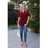 image:imageGRACE KARIN 2026 Womens Elegant V Neck Peplum Tops Tie Front Short Bell Sleeve Shirts Tops BlouseWine Red