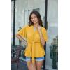 image:imageGRACE KARIN 2026 Womens Elegant V Neck Peplum Tops Tie Front Short Bell Sleeve Shirts Tops BlouseYellow