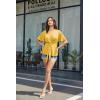 image:imageGRACE KARIN 2026 Womens Elegant V Neck Peplum Tops Tie Front Short Bell Sleeve Shirts Tops BlouseYellow