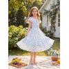 image:imageGRACE KARIN Girls Floral Summer Dress Flutter Sleeve Square Neck Midi Casual Dress for Girl 614YBlue White