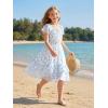 image:imageGRACE KARIN Girls Floral Summer Dress Flutter Sleeve Square Neck Midi Casual Dress for Girl 614YBlue White