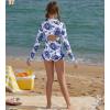 image:imageGRACE KARIN Girls One Piece Swimsuits Long Sleeve Bathing Suits Swimwear 514YBlue White Floral