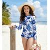 image:imageGRACE KARIN Girls One Piece Swimsuits Long Sleeve Bathing Suits Swimwear 514YBlue White Floral